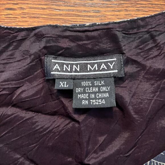 Ann May 100% Silk Tank Blouse Black with Zebra's Women's Size XL Safari - Picture 4 of 7